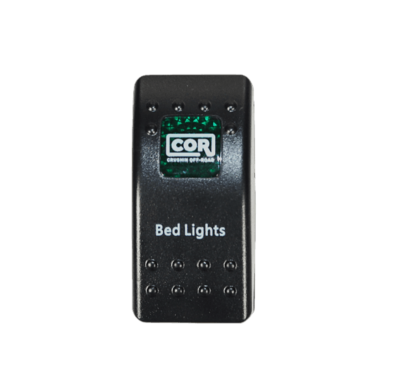 LED Snap in Rocker Switch, DPST, ON-OFF, Green LED, BED LIGHTS
