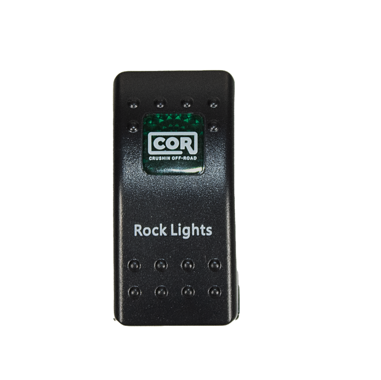 LED Snap in Rocker Switch, DPST, ON-OFF, Green LED, ROCK LIGHTS