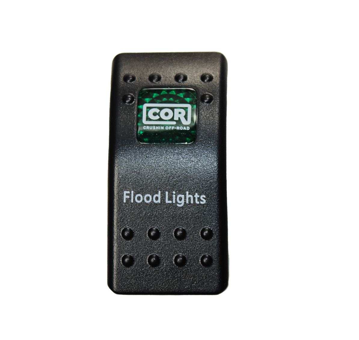 LED Snap in Rocker Switch, DPST, ON-OFF, Green LED, FLOOD LIGHTS