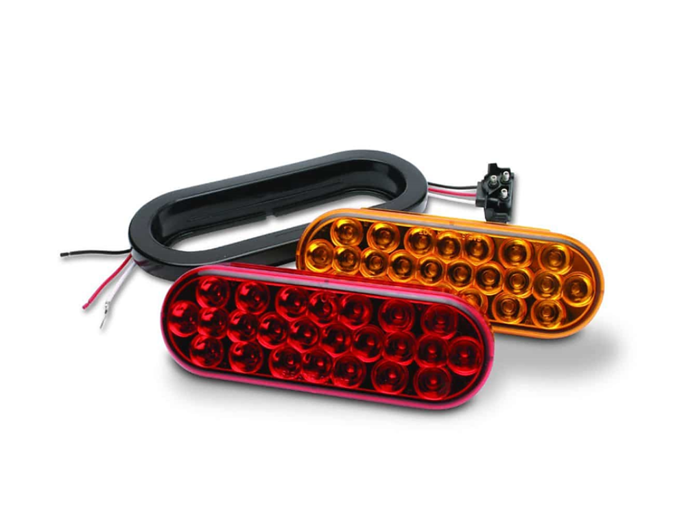 6 1/2″ Red Oval 24 Diode Mirrored LED Stop-Turn-Tail LED Kit