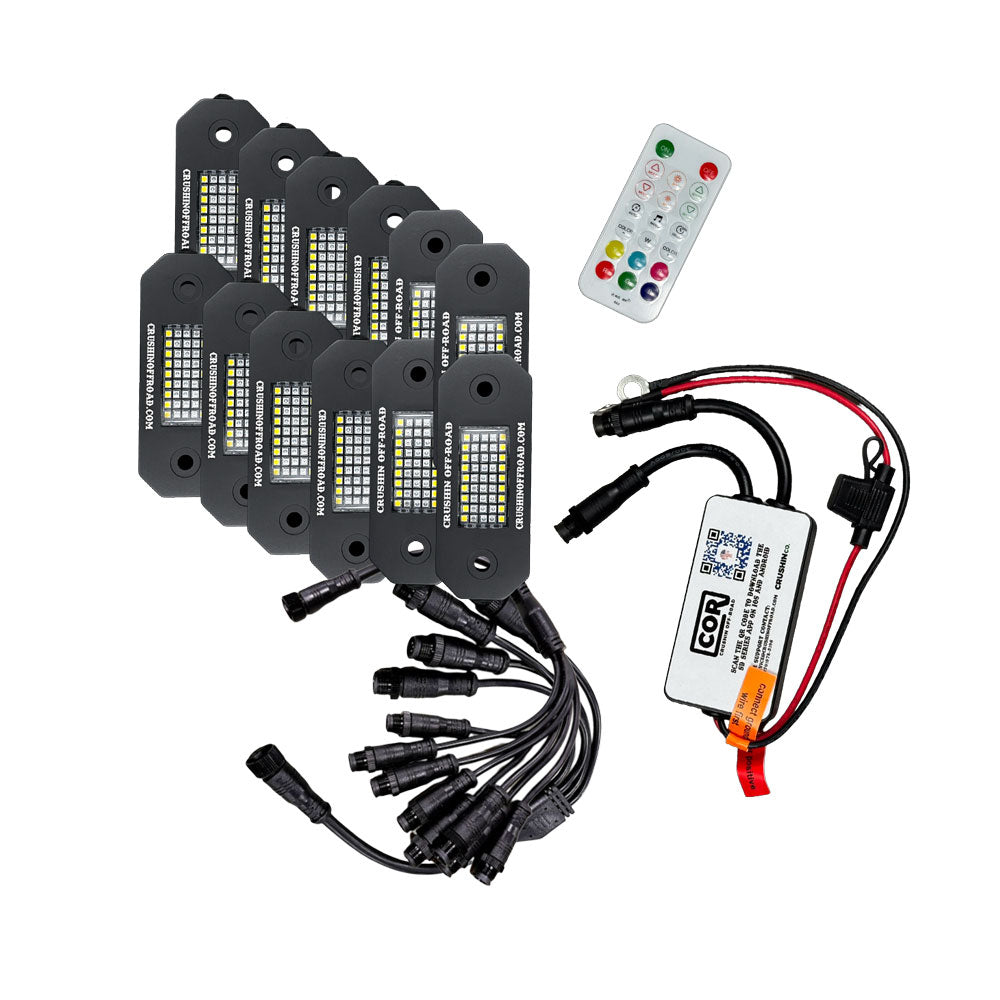 12 Piece RGB+W 45 LED Pod with Dual Zone Controller, 1710 Lumen, G-Series