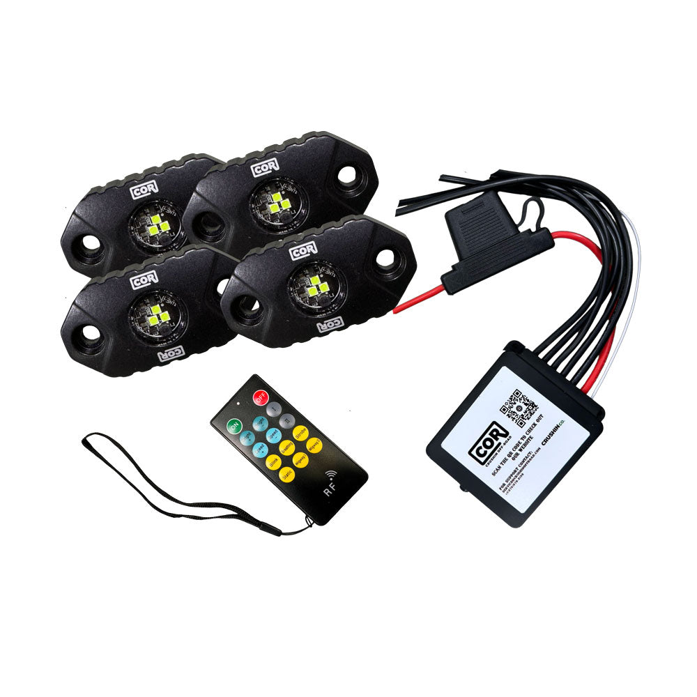 MINI-X Series - White Rock Light  Kit, IP69k, 4 Piece Kit: Complete