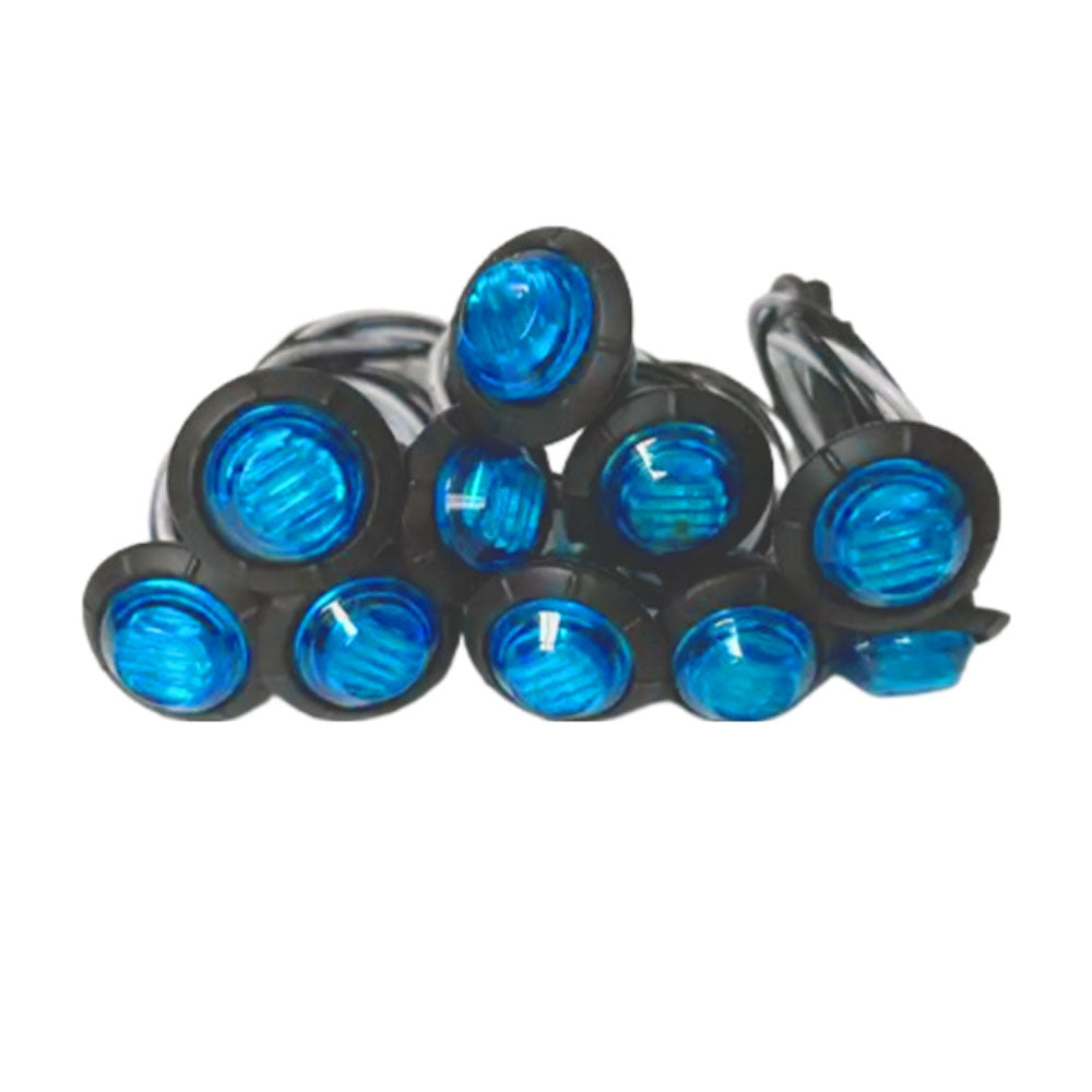 Blue LED Round Marker Lights, 3/4