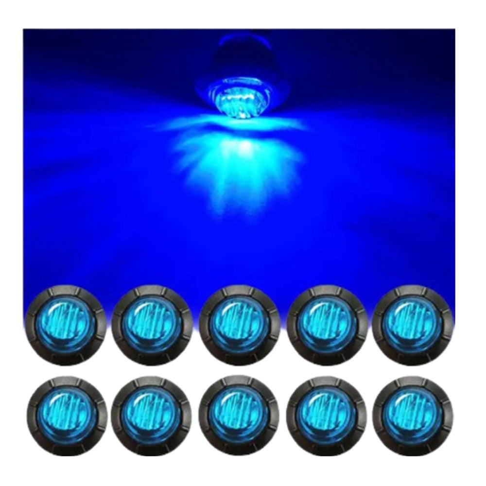 Blue LED Round Marker Lights, 3/4