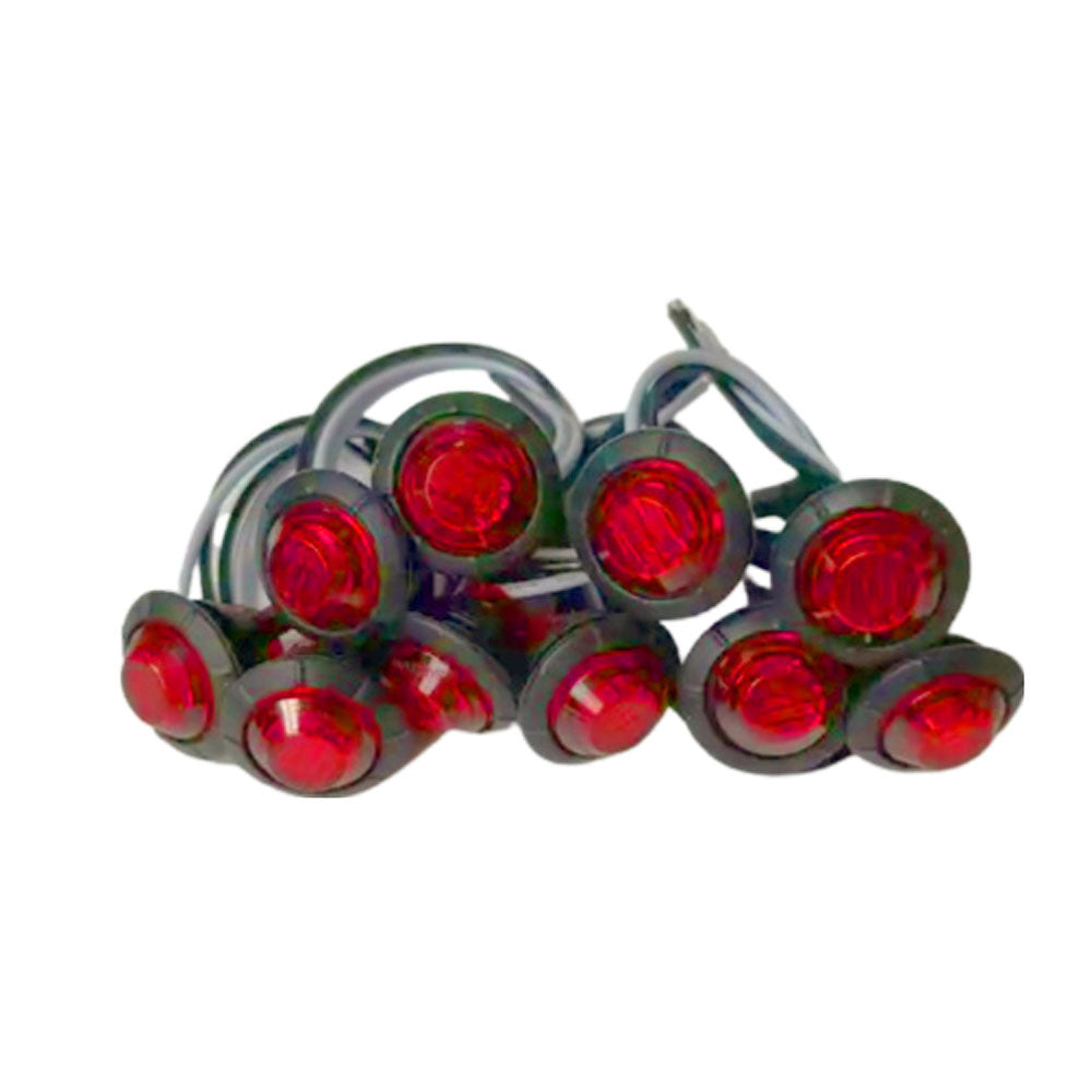 Red LED Round Marker Lights, 3/4