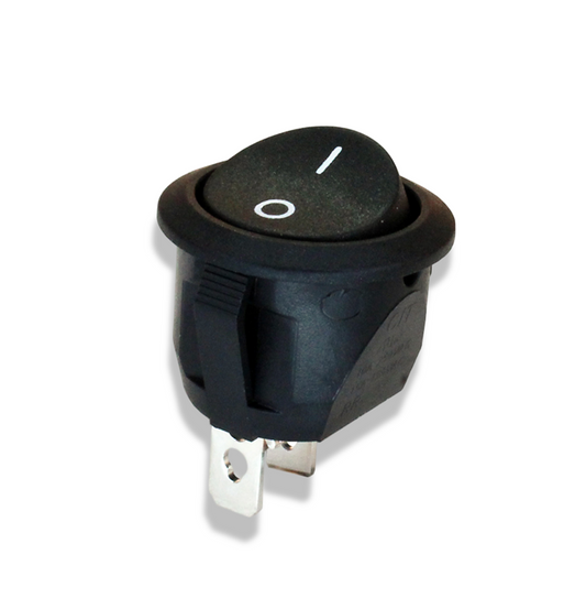 Round Black Rocker Switch, SPST, 20mm