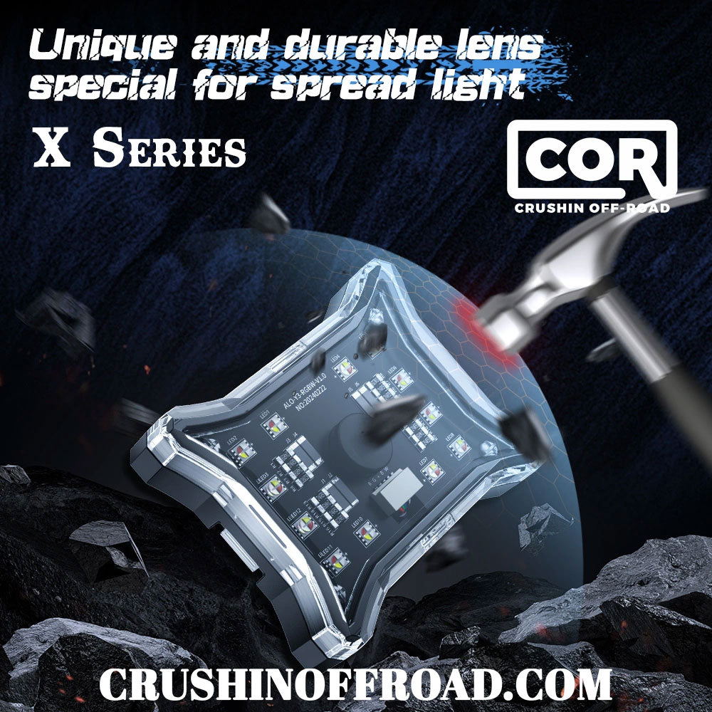 X Series Rock Light Kit, 4 Piece RGB+W IP69k with Bluetooth Controller