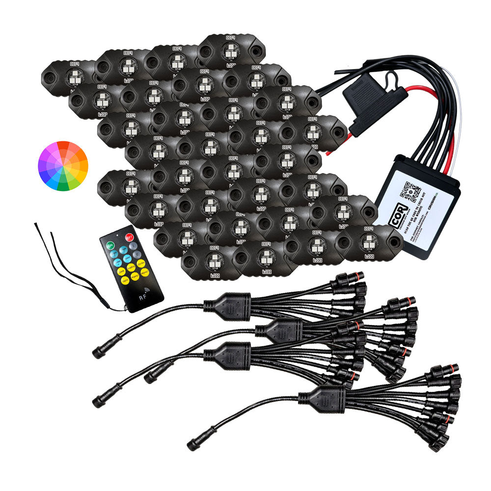 MINI-X Series - RGB Rock Light Kit, IP69k, 32 Piece Kit: Complete