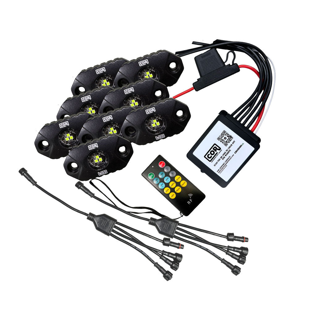 MINI-X Series - White Rock Light  Kit, IP69k, 8 Piece Kit: Complete