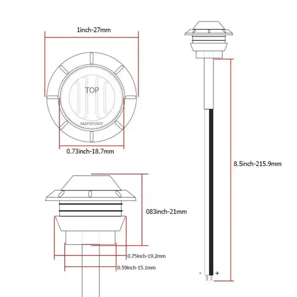 LED Round Marker Lights, 3/4