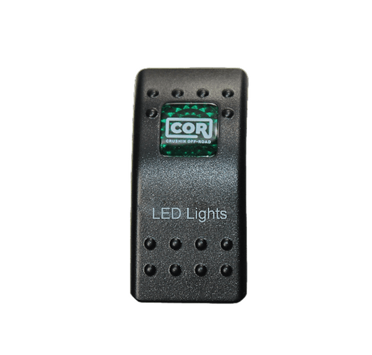 LED Snap in Rocker Switch, DPST, ON-OFF, Green LED, No Id