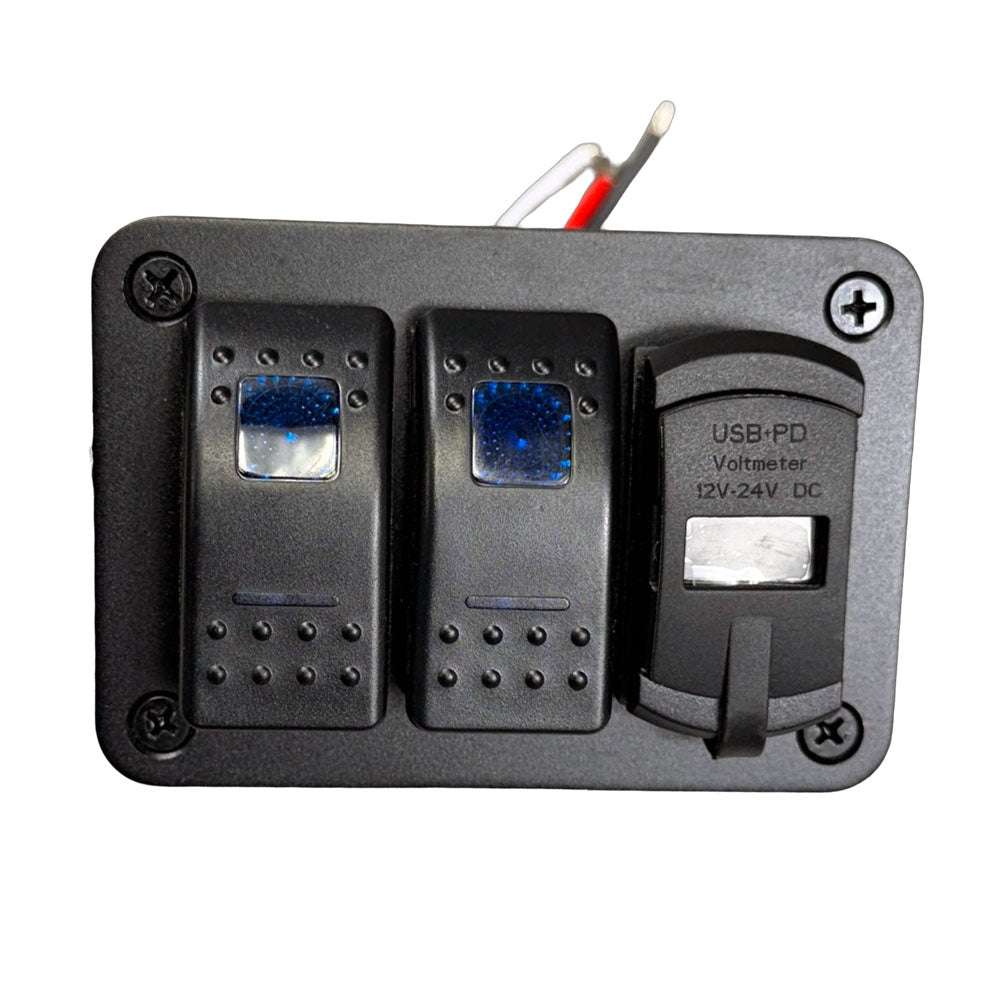 2 Switch Switchbox with USBC-USB & Volt Meter