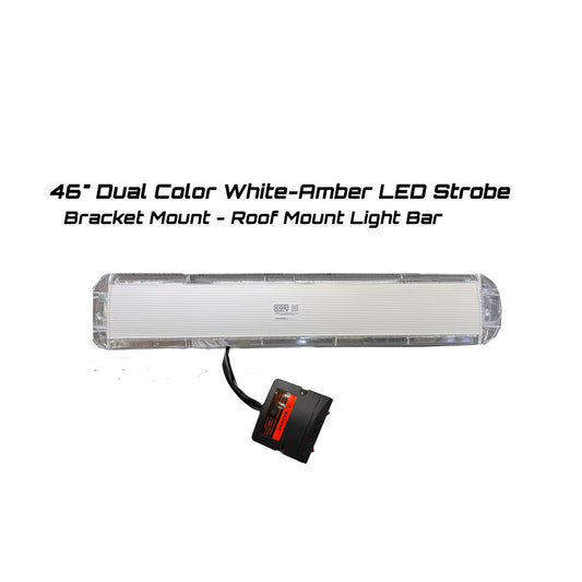 46" Dual Color White-Amber LED Strobe, Bracket - Roof Mount Light Bar