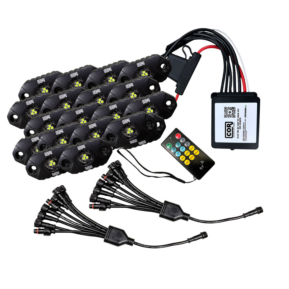 NEW X Series, MINI-X White 16 Piece Complete Rock Light Kit, IP69k