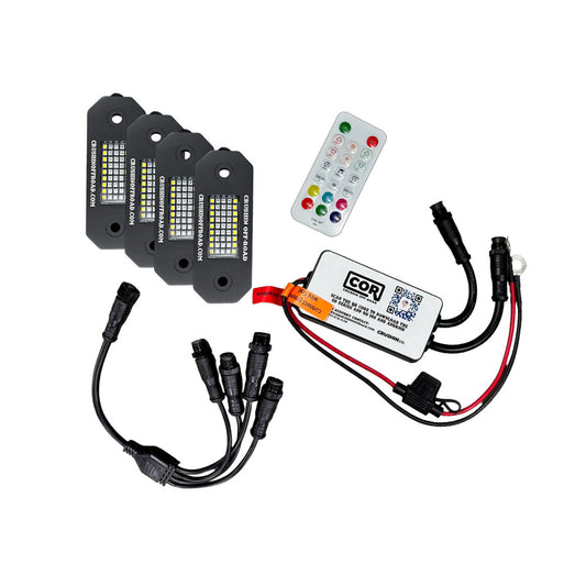 4 Piece RGB+W 45 LED Pod with Dual Zone Controller, 1710 Lumen, G-Series