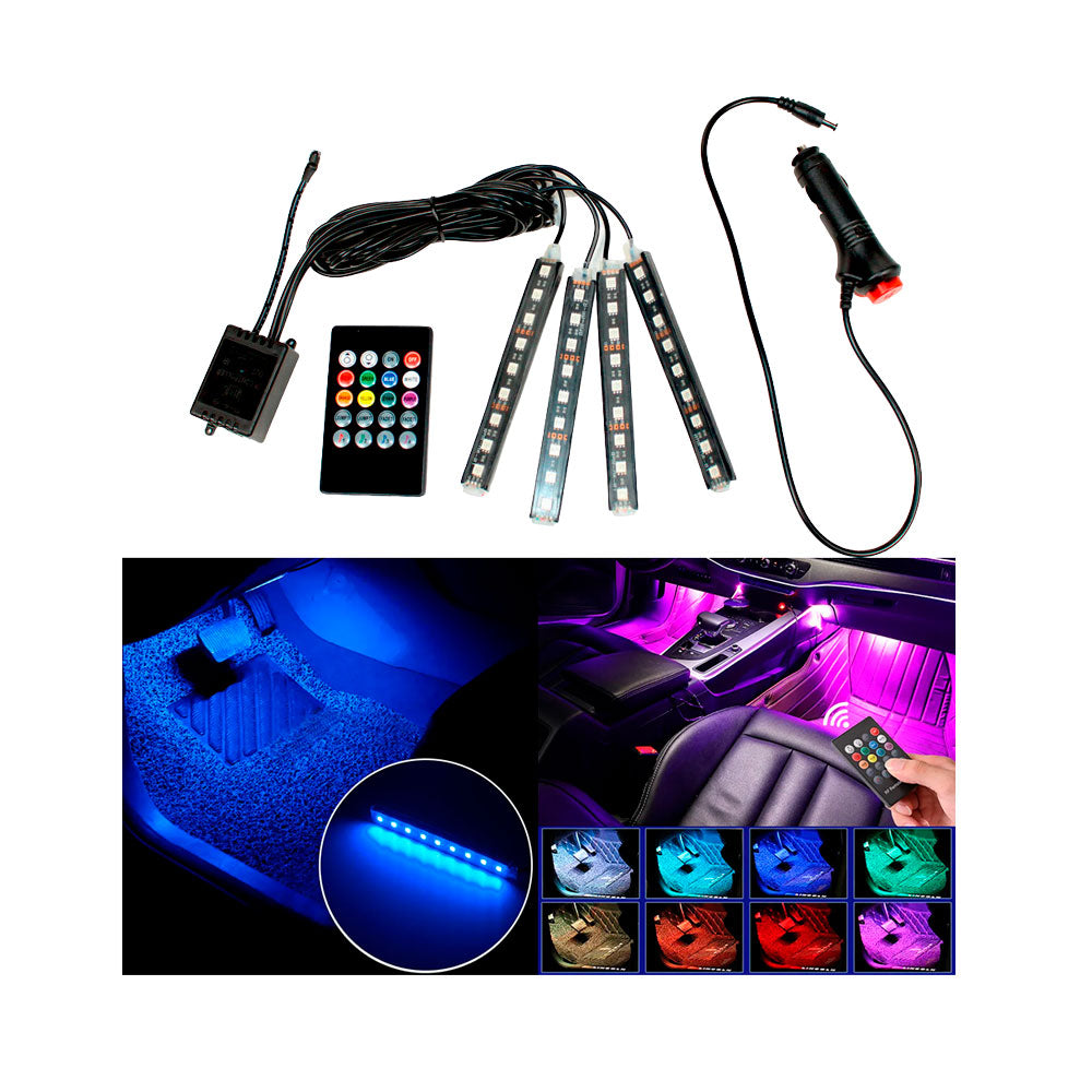 4 Piece LED Strip Interior Car Light Kit