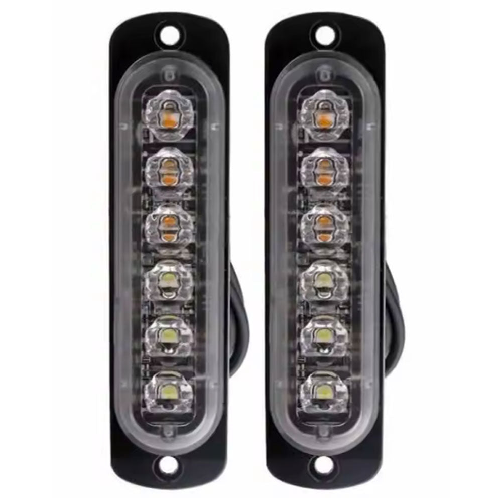 WHITE-AMBER Combo LED Strobe Warning Light, Flat Mount