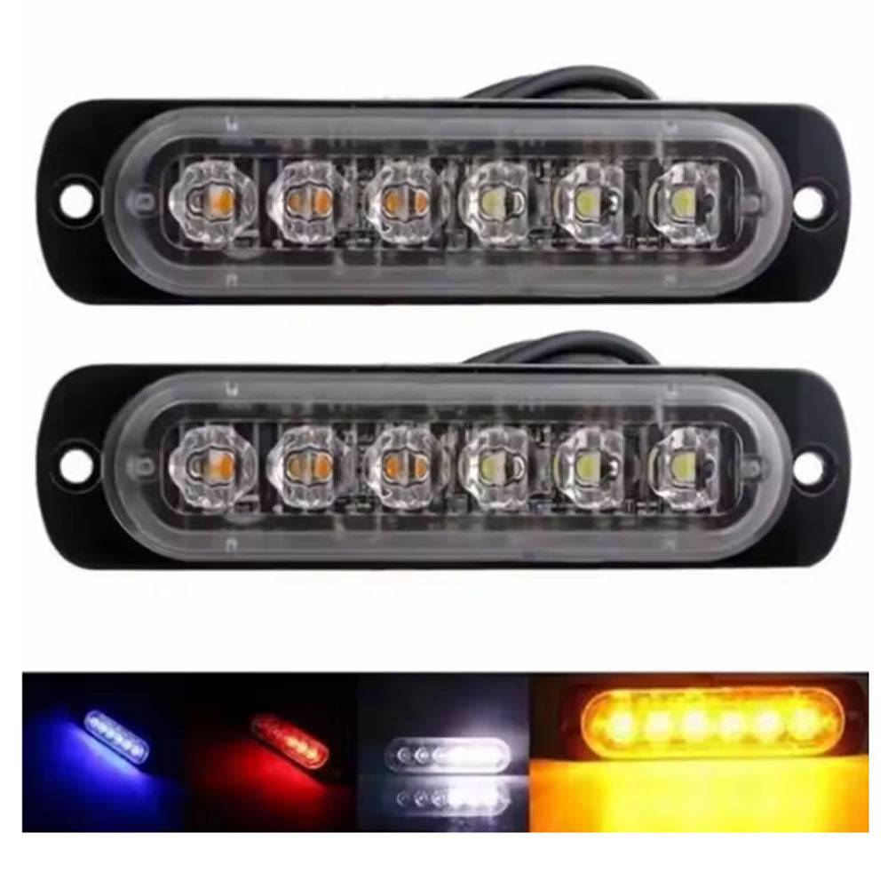 WHITE-AMBER Combo LED Strobe Warning Light, Flat Mount