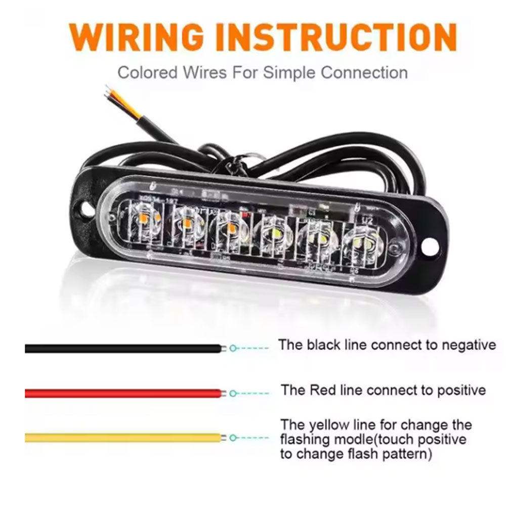 AMBER LED Strobe Warning Light, Flat Mount