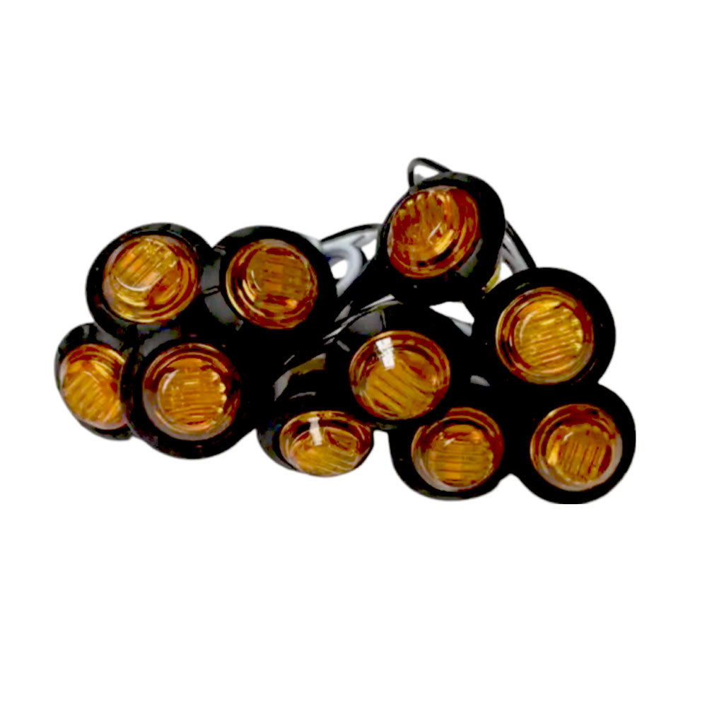 Amber LED Round Marker Lights, 3/4