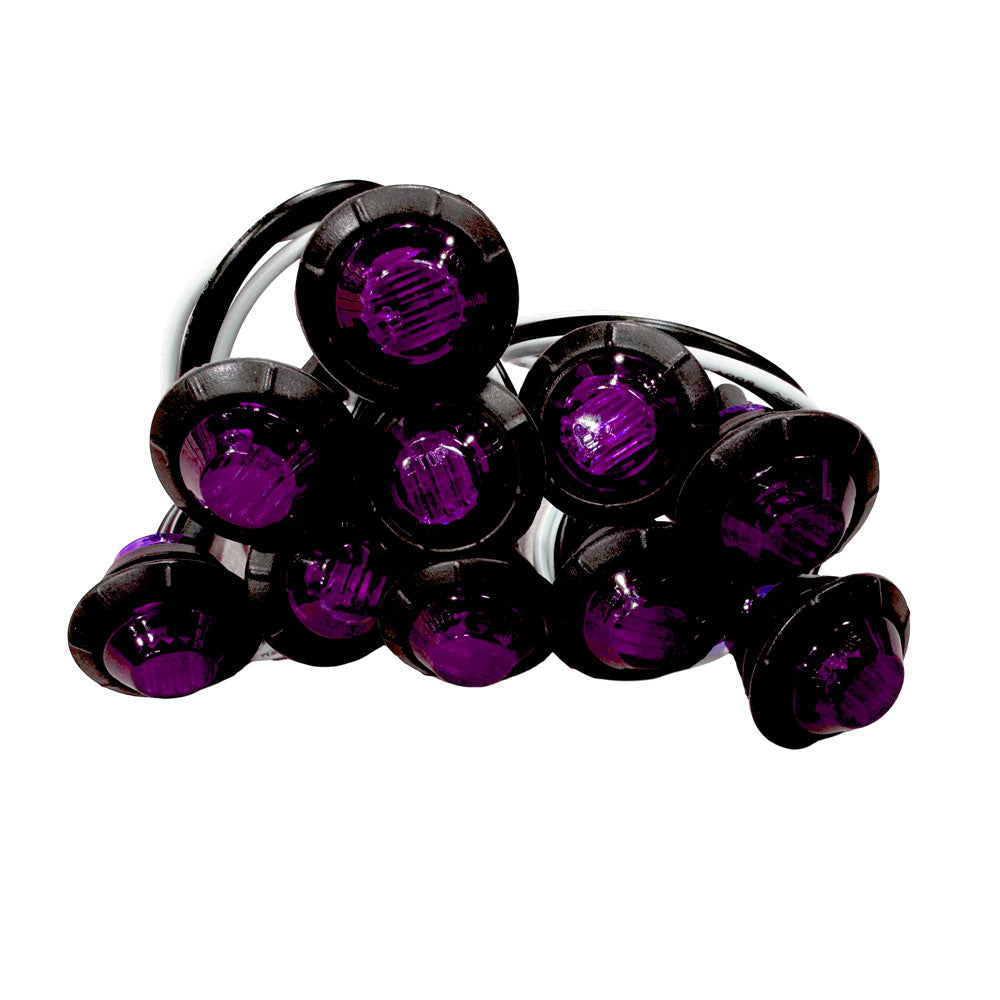 Purple LED Round Marker Lights, 3/4