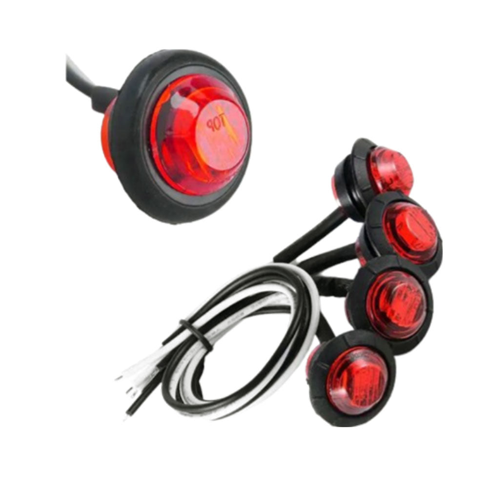 Red LED Round Marker Lights, 3/4