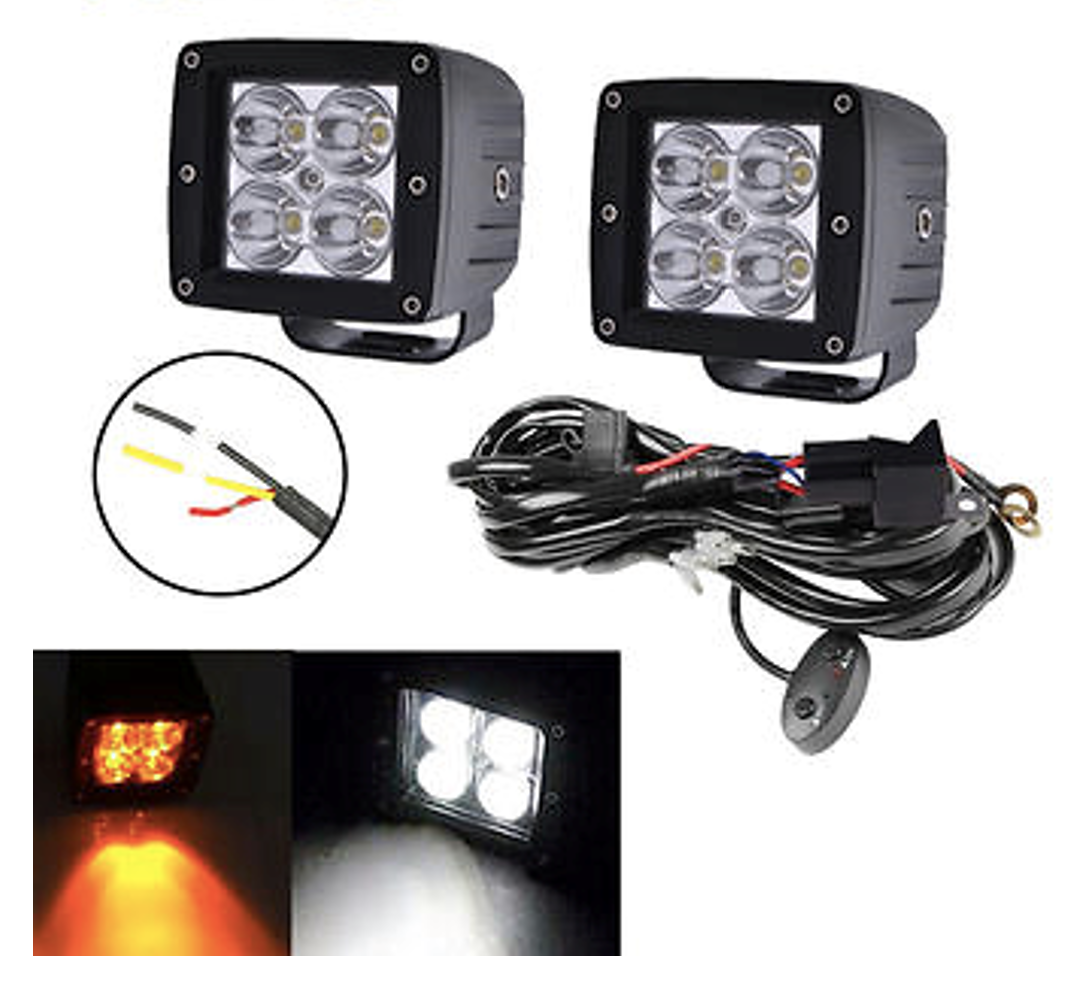 3" RGB+W Strobing/Spot Pod LIght Kit W/ Power Harness