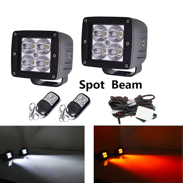 3" RGB+W Strobing/Spot Pod LIght Kit W/ Power Harness