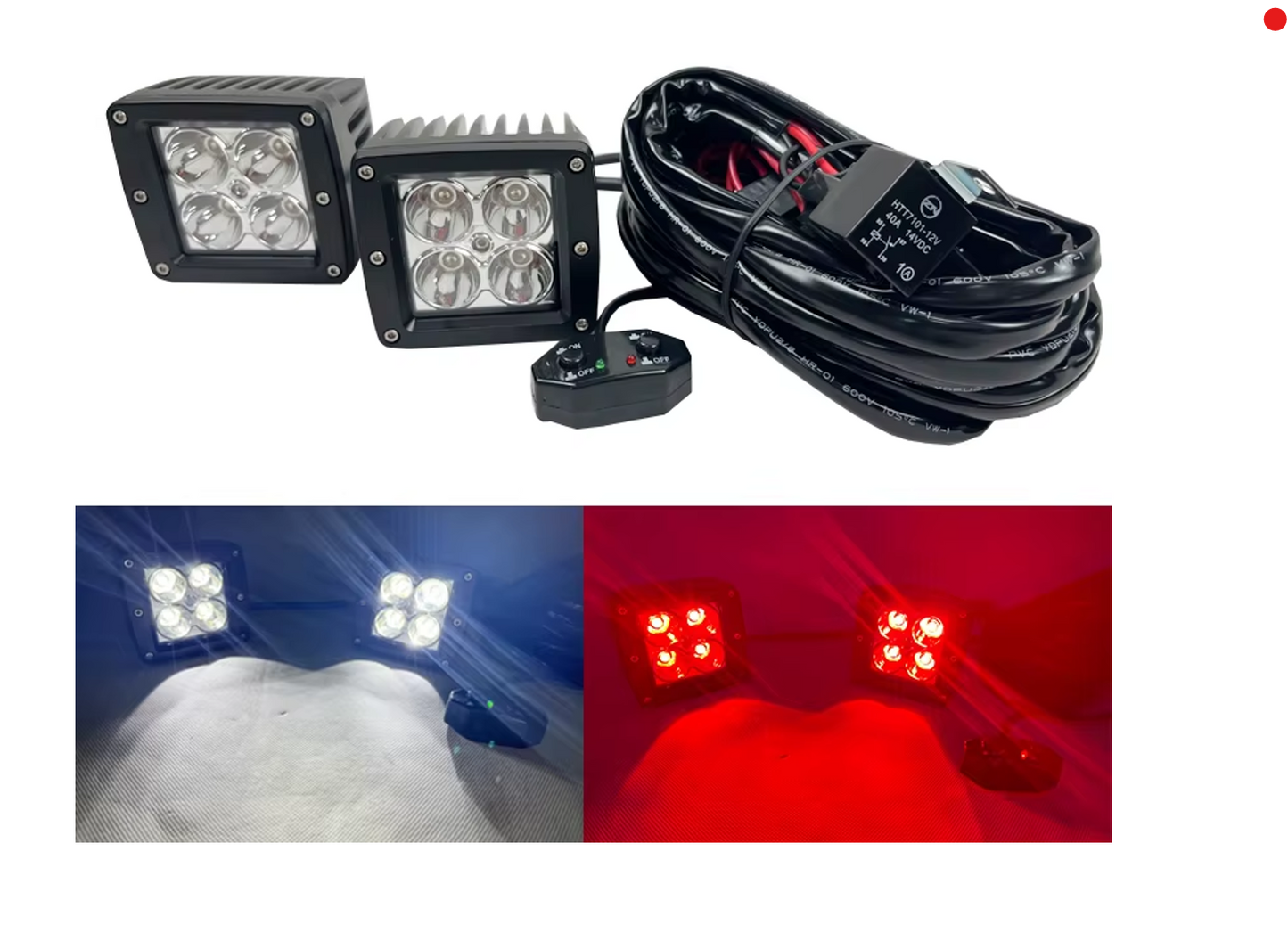 3" RGB+W Pod LIght Kit W/ Power Harness