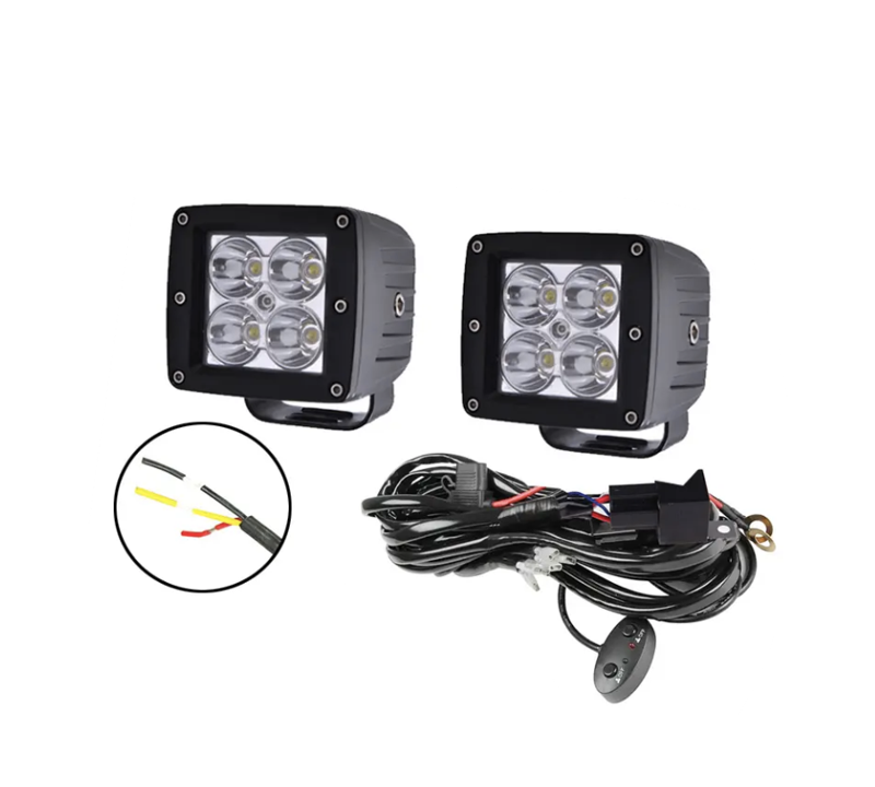 3" RGB+W Pod LIght Kit W/ Power Harness