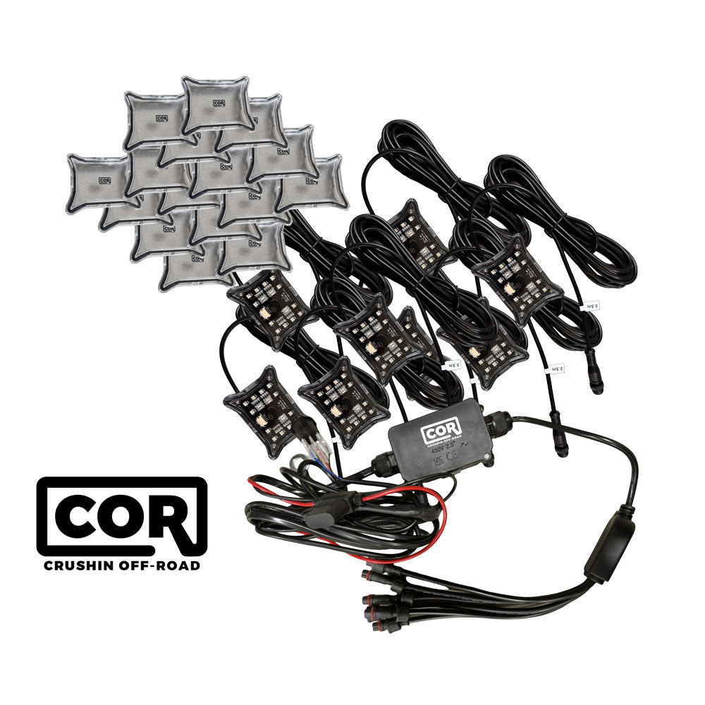 NEW X Series 8 Piece RGB+W IP69k Waterproof Rock Light Kit