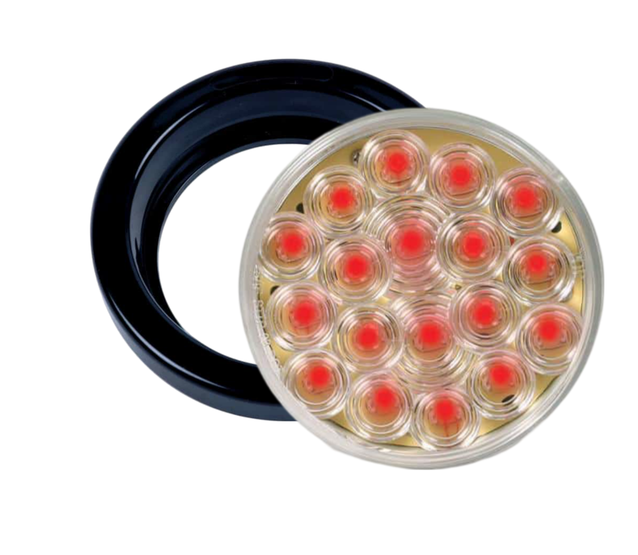 4″ 18 Diode, Round Clear Lens LED Light, Amber/Red