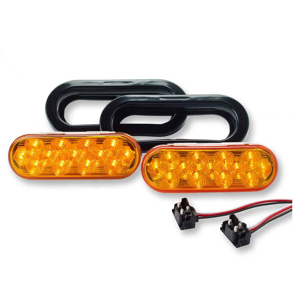 6.5″ Oval Amber LED Strobe-Flasher Kit