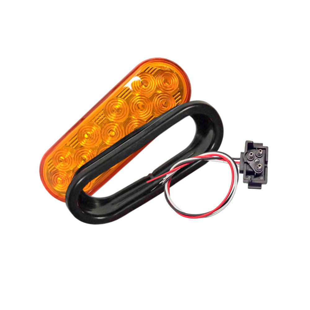 6 1/2″ Amber Oval 24 Diode Mirrored LED Stop-Turn-Tail LED Kit