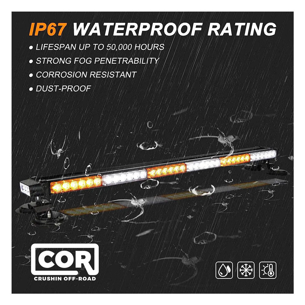 Magnet Mount Amber-White LED Strobe-Warning Mini-Bar