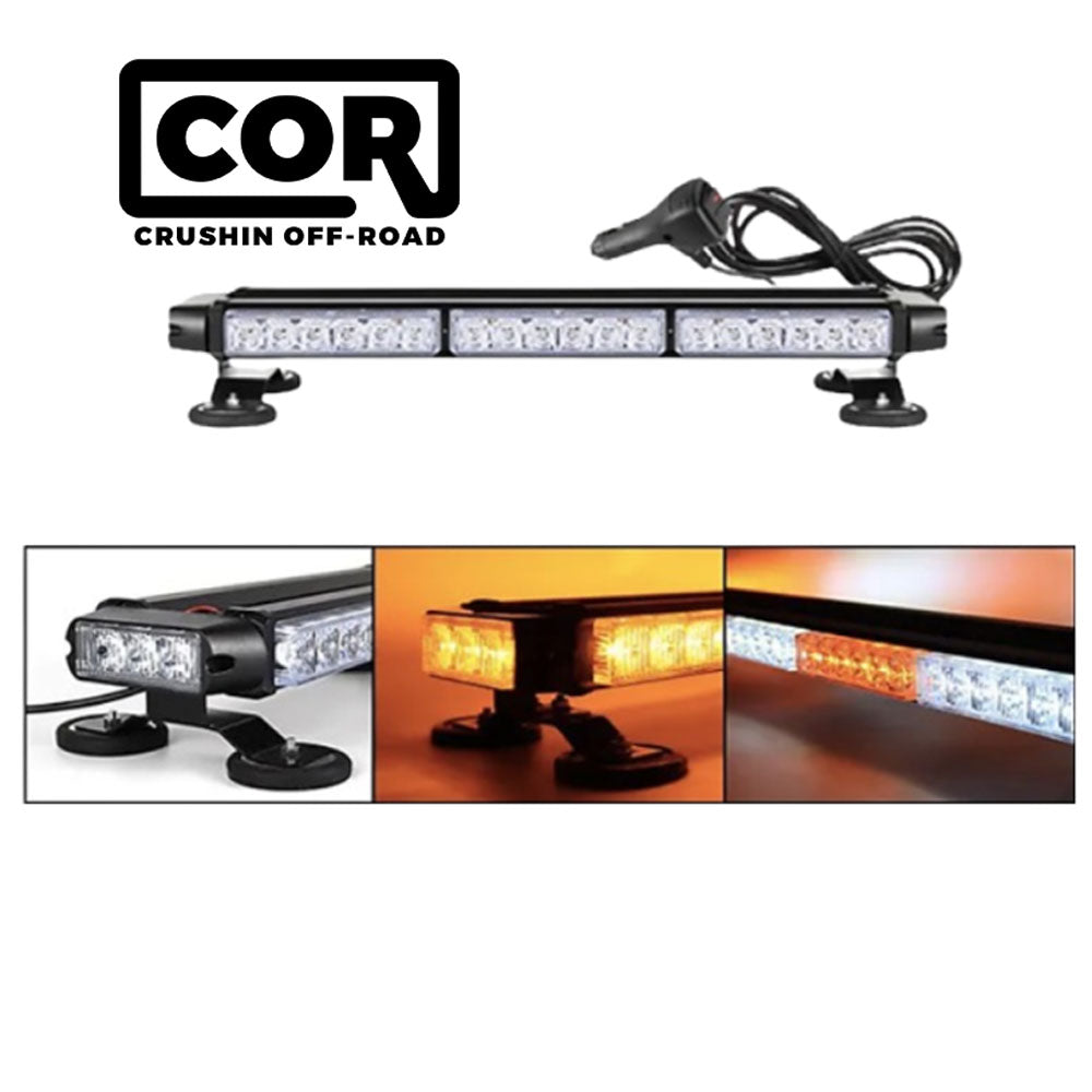 Magnet Mount Amber-White LED Strobe-Warning Mini-Bar