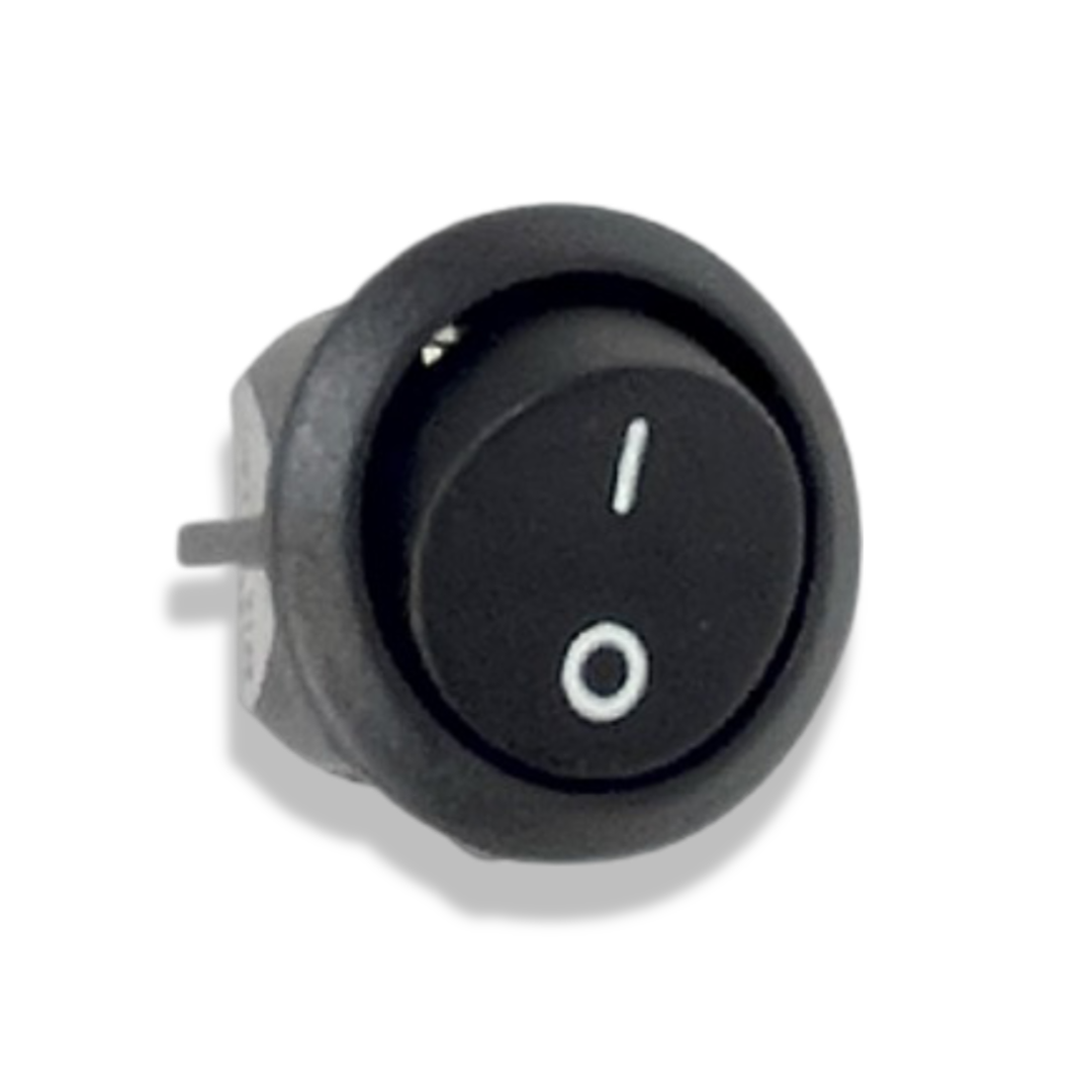 Round Black Rocker Switch, SPST, 20mm