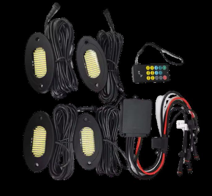 16 Piece Pure White MAX IP68 Rock Light Kit, 9000 lm, 108w with Bluetooth Controller Kit