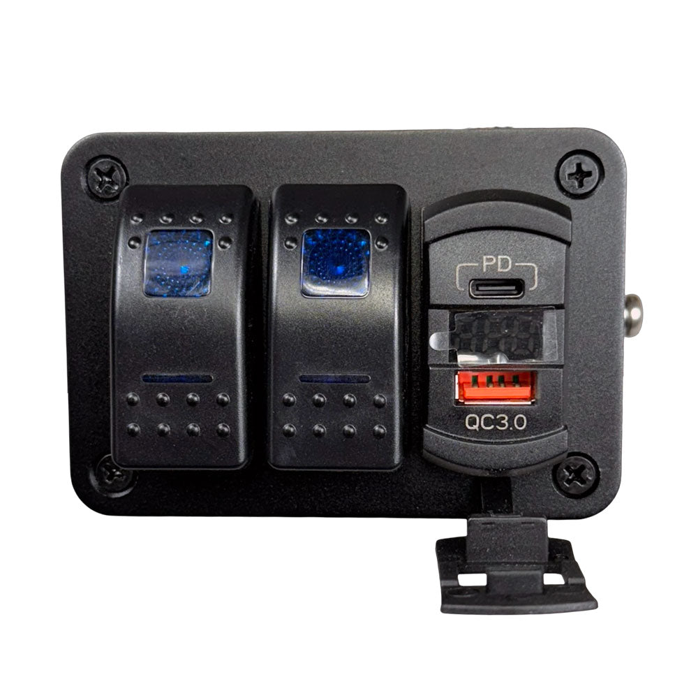 2 Switch Switchbox with USBC-USB & Volt Meter