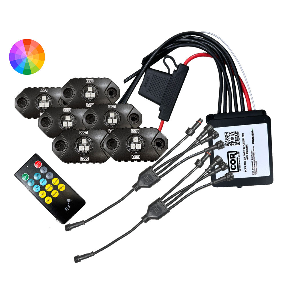 MINI-X Series - RGB Rock Light  Kit, IP69k, 6 Piece Kit: Complete