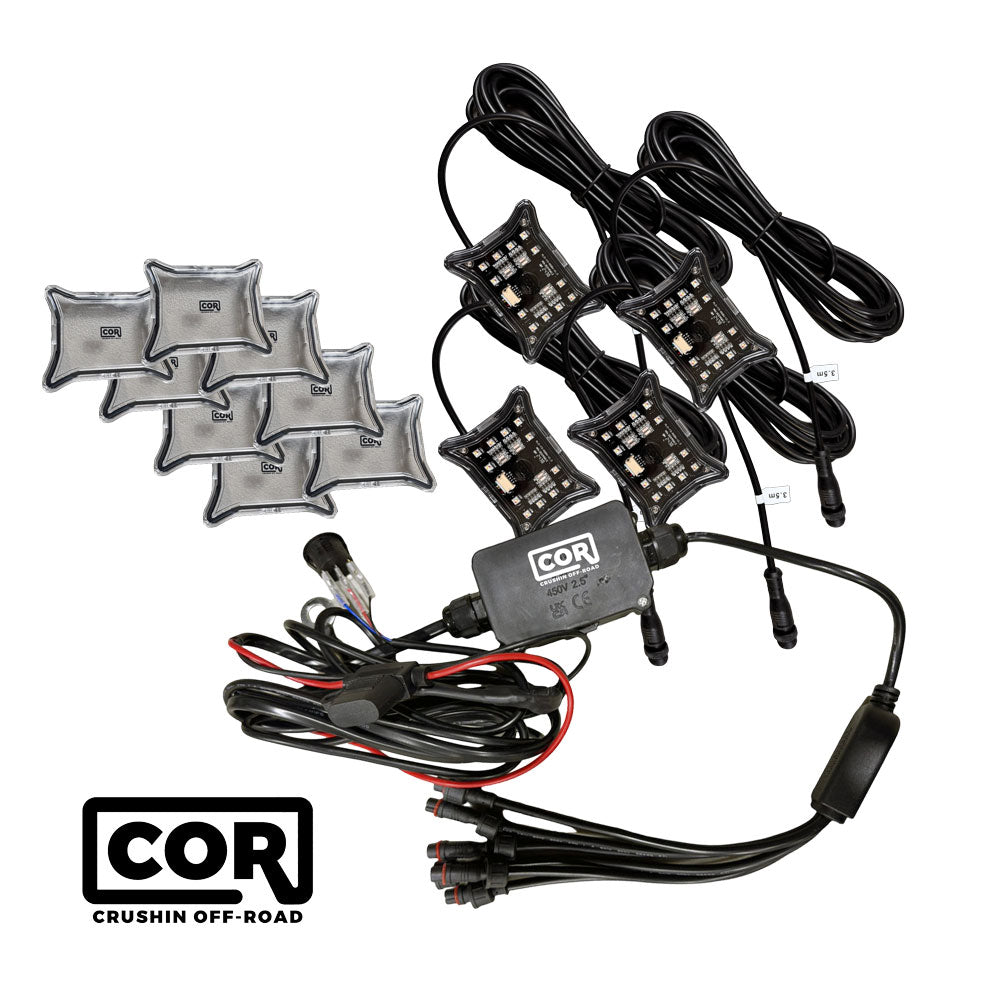 X Series Rock Light Kit, 4 Piece RGB+W IP69k with Bluetooth Controller