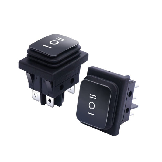 Square Rocker Switch, DPDT, 6 Pin, 16A, ON-OFF-ON