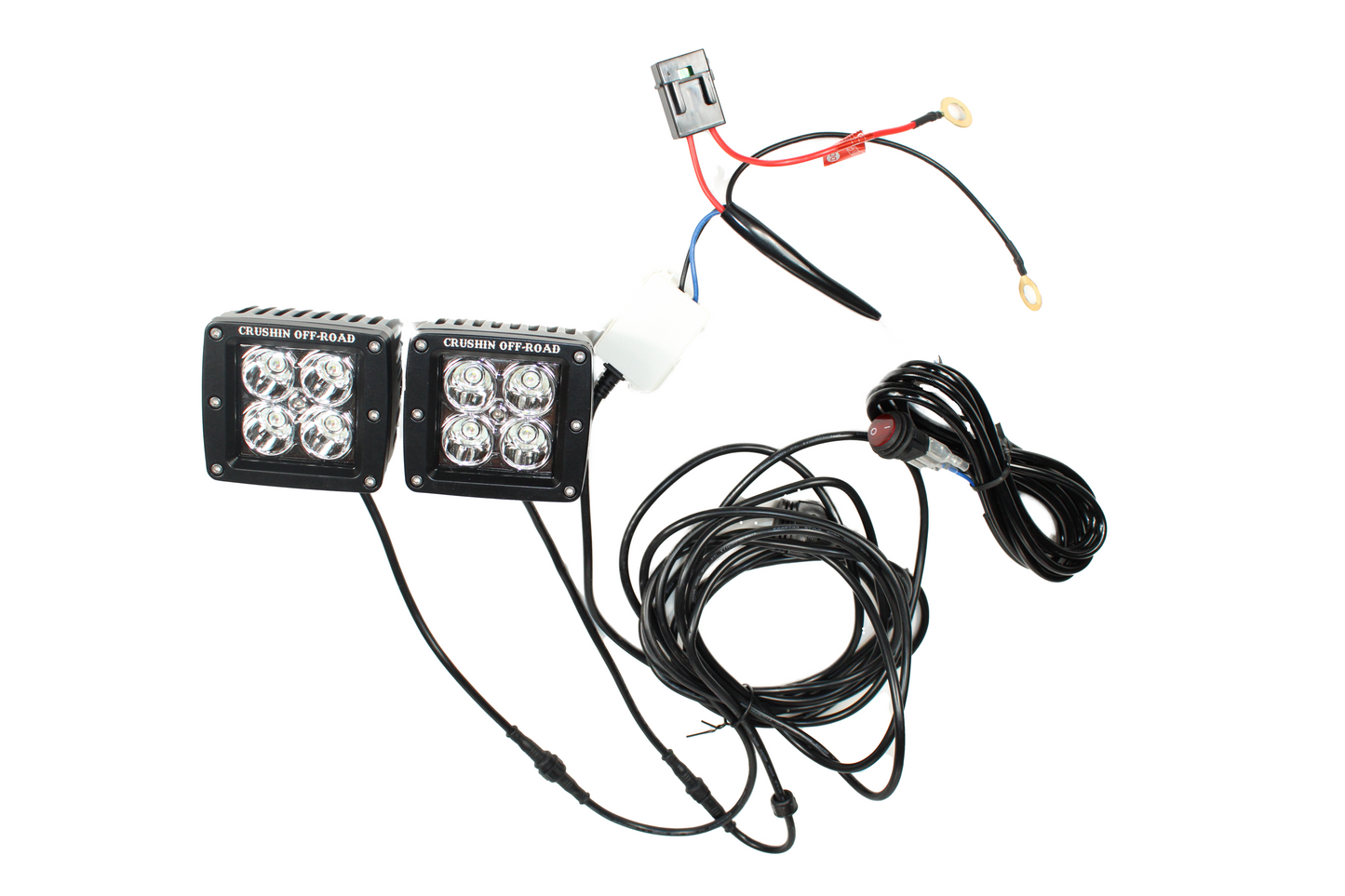 3" RGB+W Strobing/Spot Pod LIght Kit W/ Power Harness